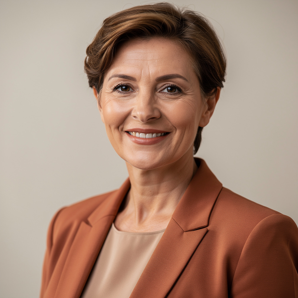 Portrait of a friendly middle-aged woman coordinator smiling