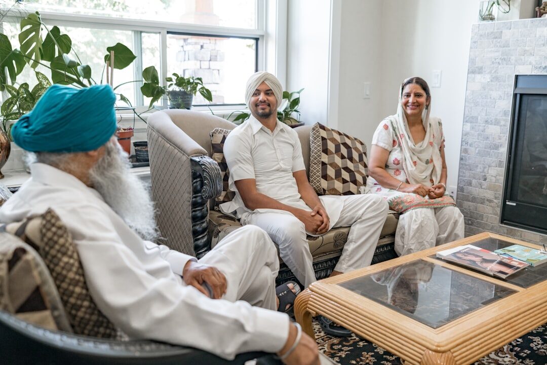Seniors gathered together inside a bright community center