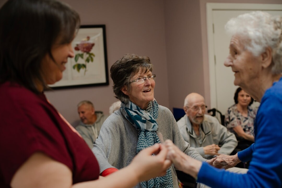 group of seniors socializing