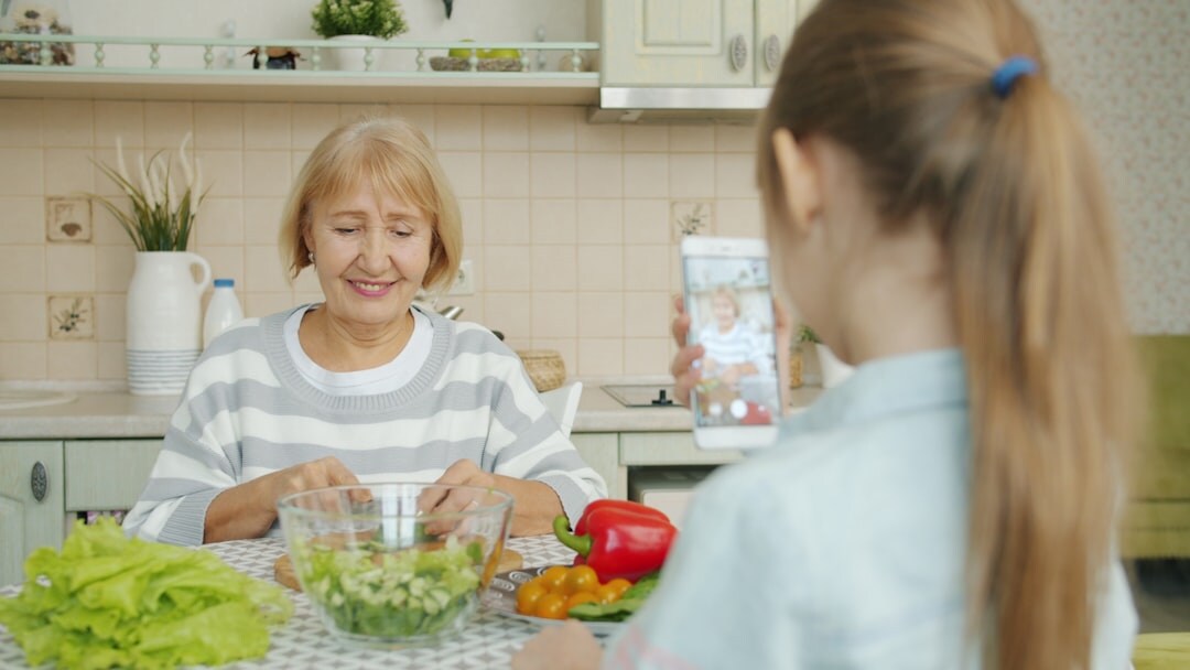 senior preparing healthy meal