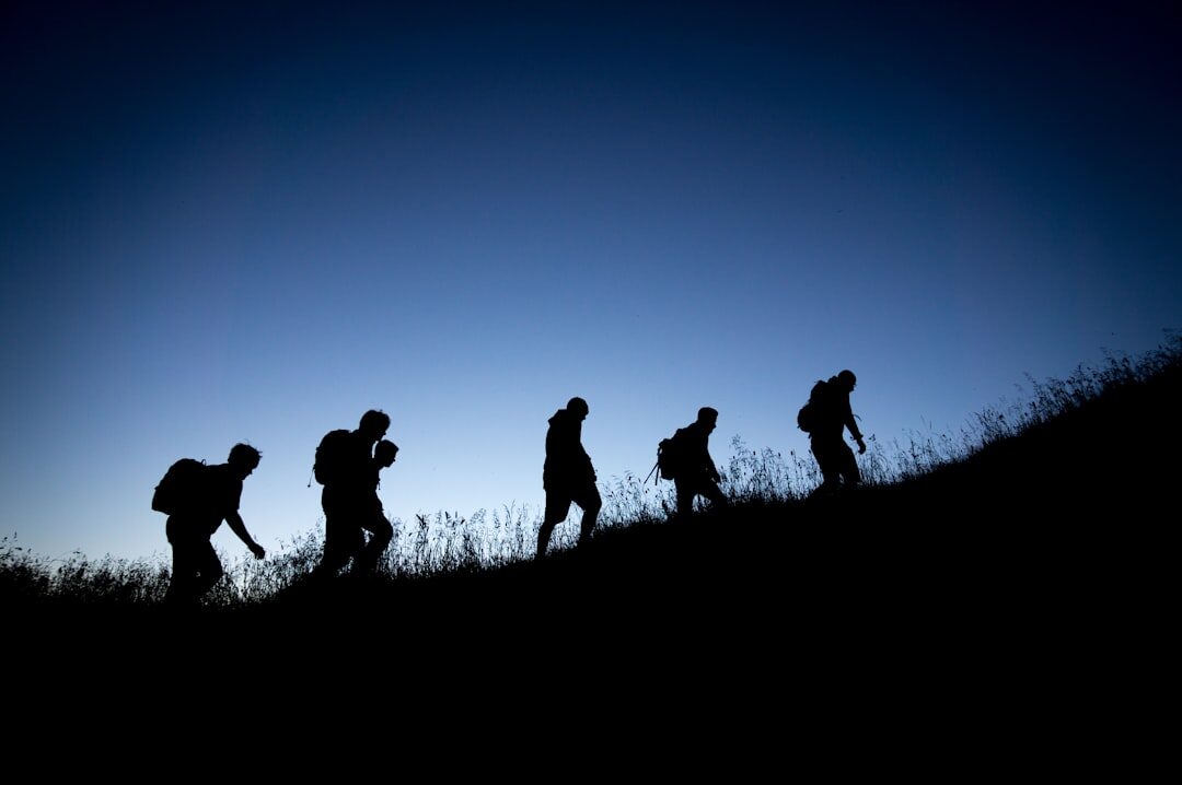 group of seniors hiking